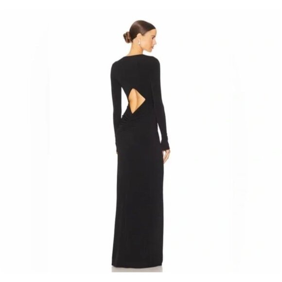 Katie May Los Angeles Dress M In a Mood Black Long Sleeve Plunge Maxi Gown - Picture 3 of 12